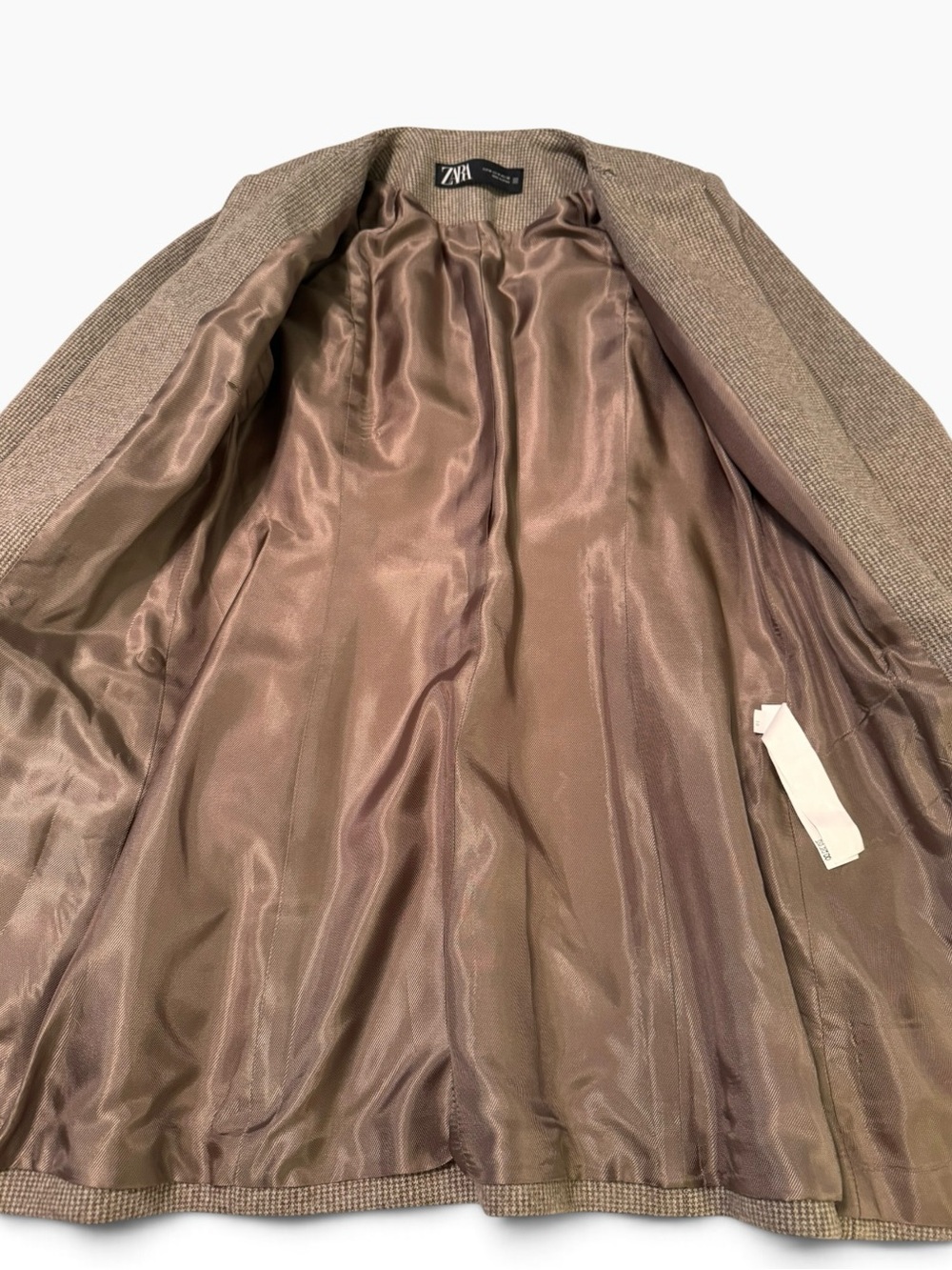 Zara Houndstooth Zip Blazer in Brown Size Medium - Picture 13 of 13
